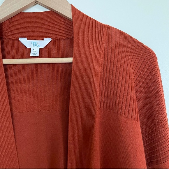 NWOT Time and Tru Orange Open Front Cardigan Sweater w/ Long Sleeves and… - Picture 3 of 11